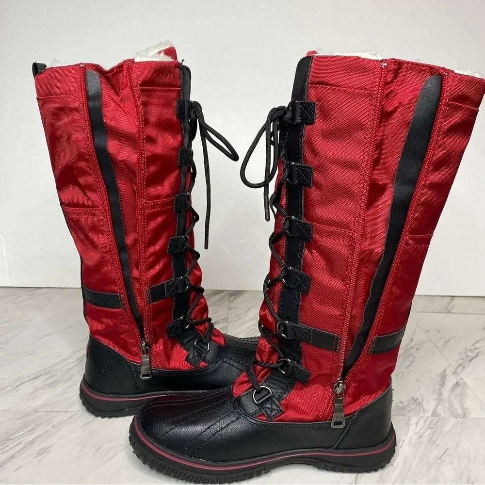 New! Pajar Grip Zip Red Lace Up Snow Boot 5 / 5.5